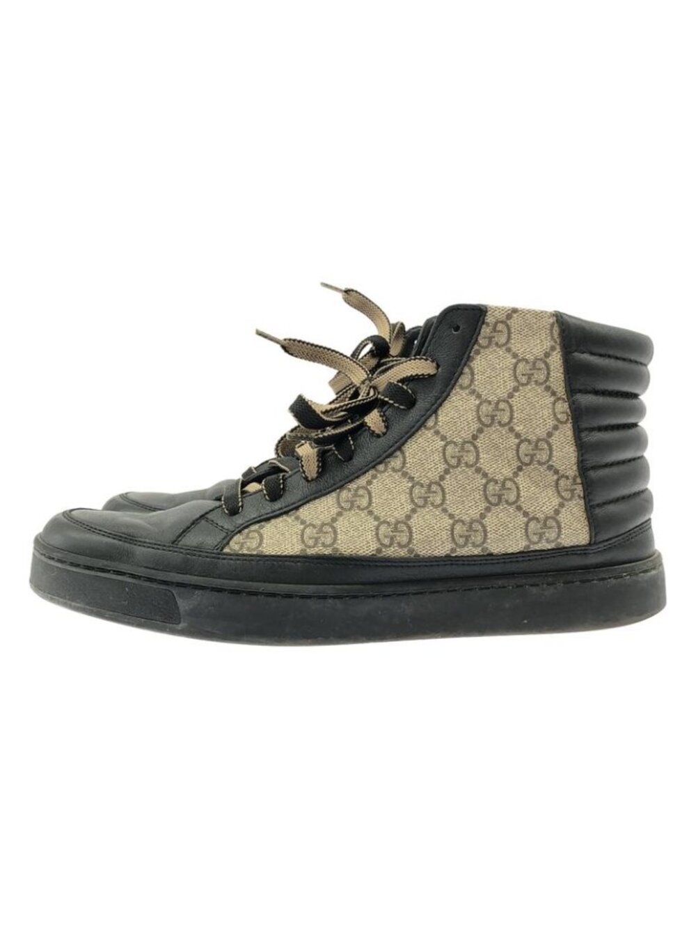 Gucci GG Supreme High Cut Sneakers Black Beige 6 1 2 - Picture 2 of 6